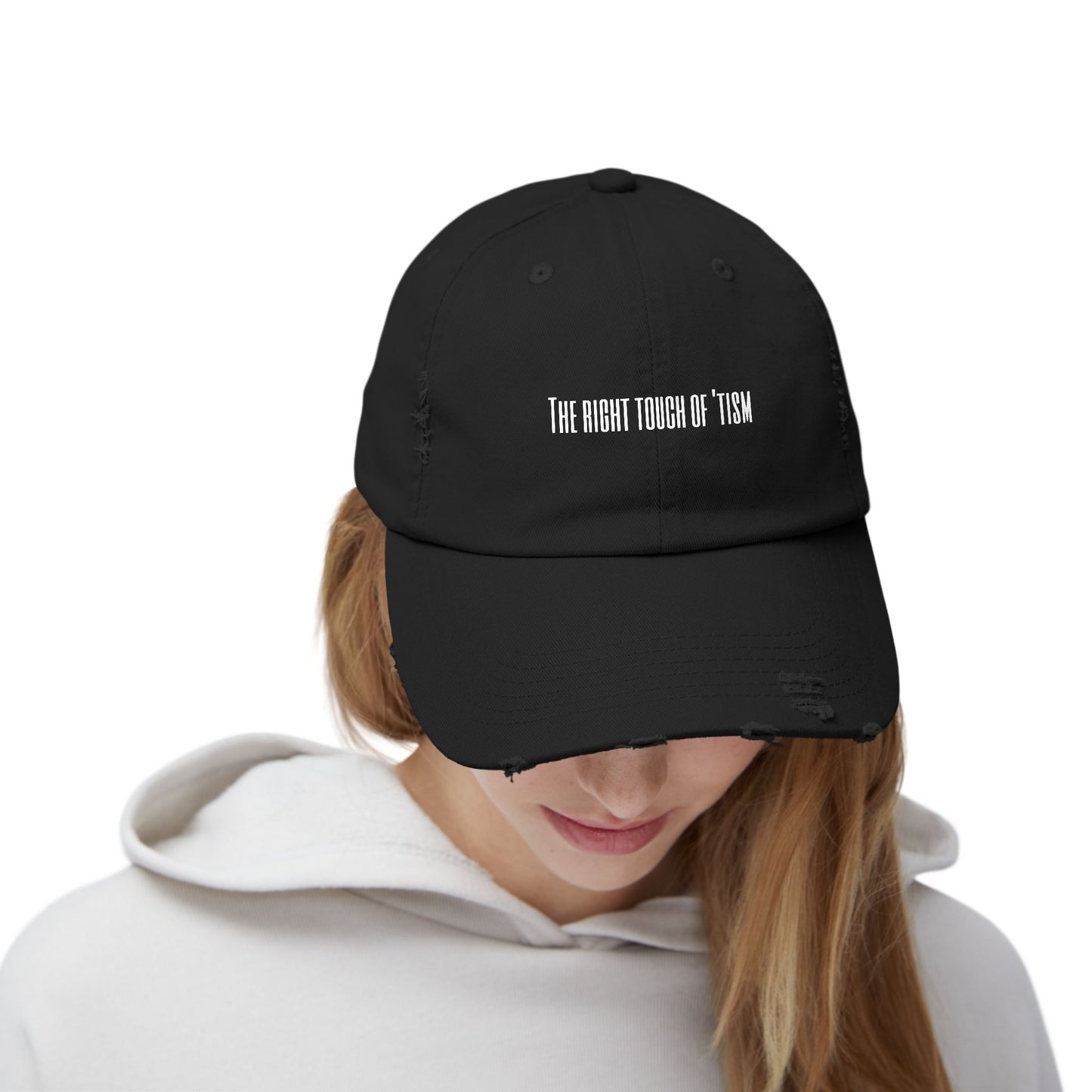 Unisex Distressed Cap - "The Right Touch of 'Tism" - Casual Style for Everyday Wear
