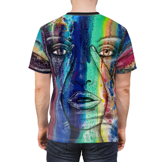 Psychedelic Marble All-Over Print Tee — "Trip With Both Eyes"